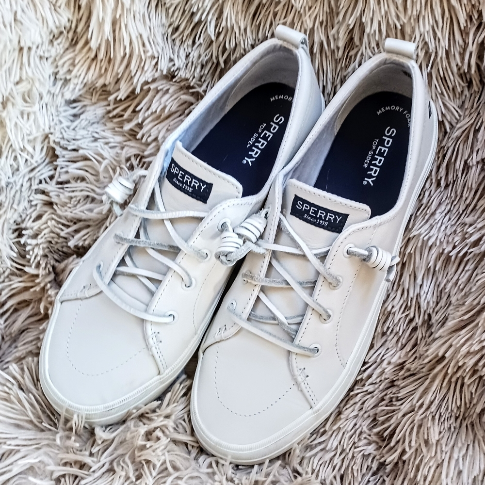 Sperry Crest Vibe Platform Sneakers White Women's Size 10 Boat Shoes